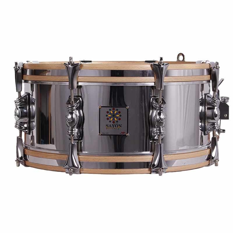 SAYÓN PASIÓN DEL SUR TAMBOR CROME 35,6 Ø X 14 CM PRATA NATURAL HOOPS GROOVE