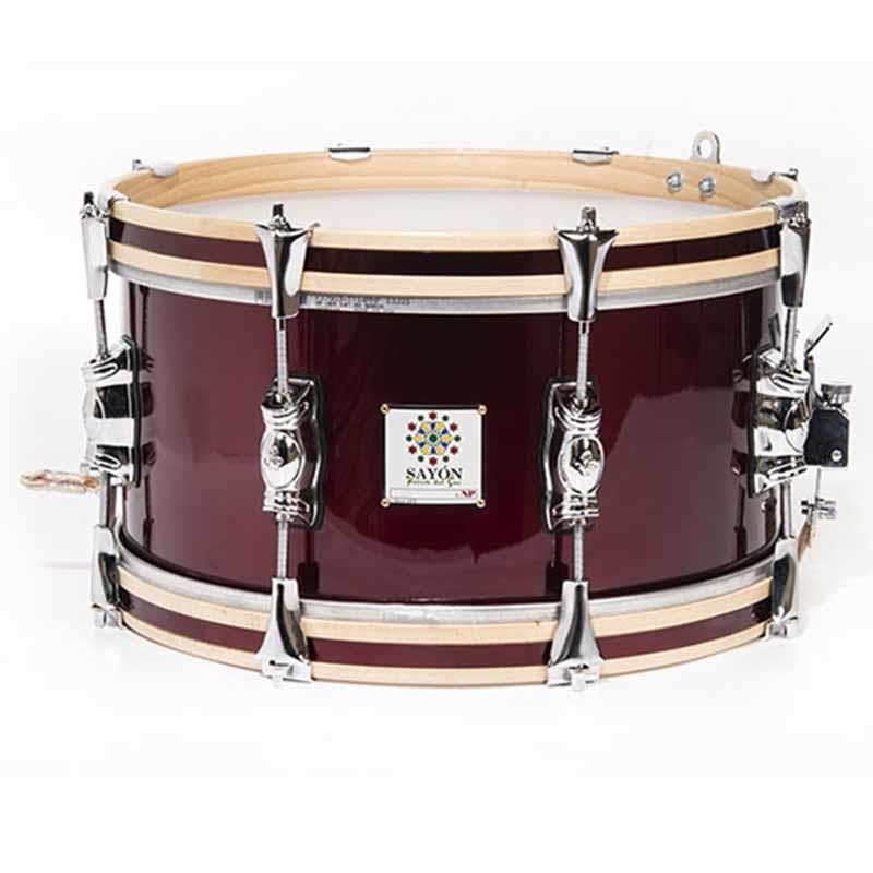 TAMBOR SAYÓN PASIÓN DEL SUR CROME 35,6 Ø X 16 CM ROJO VINO AROS NATURAL RANURA