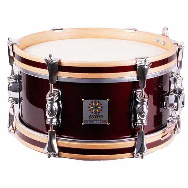 TAMBOR SAYÓN PASIÓN DEL SUR CROME 30,5 Ø X 14 CM ROJO VINO AROS NATURAL RANURA