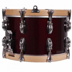 TAMBOR SAYÓN PASIÓN DEL SUR CROME 35,6 Ø X 22 CM ROJO VINO AROS NATURAL LISO