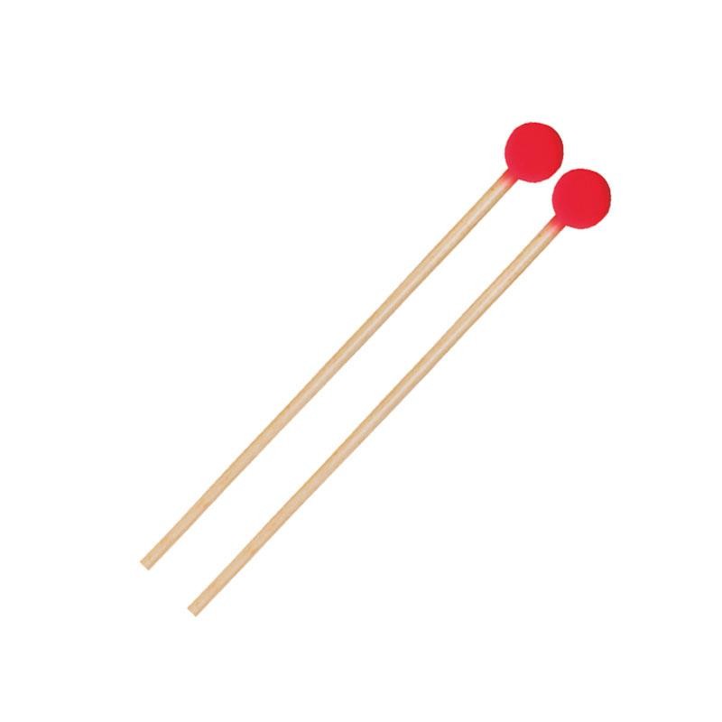 MAZA XILOFONO BOLA 25 MM GOMA ROJA SEMIDURA MANGO MADERA 39 CM PAR