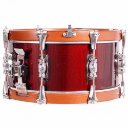 TAMBOR SAYÓN PASIÓN DEL SUR CROME 35,6 Ø X 16 CM ROJO VINO AROS MIEL LISO