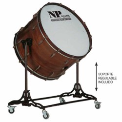 ANCIENNE GROSSE CAISSE EN NOYER DE 76,2 Ø X 50 CM AVEC SUPPORT