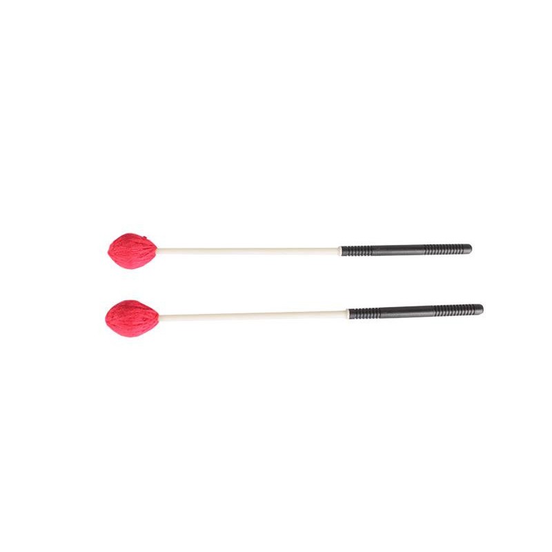 MAZA XILOFONO METALOFONO ESCOLAR ALTO LANA ROJA MANGO PLÁSTICO 32 CM PAR