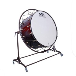 GROSSE CAISSE DE CONCERT ROUGE VIN 32" X 20" ANCIENNE AVEC SUPPORT