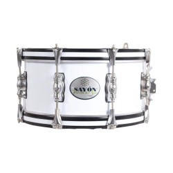 SAYÓN PASIÓN DEL SUR CROME TAMBOUR 35,6 Ø X 16 CM BLANC GRAPHITE HOOPS GROOVE