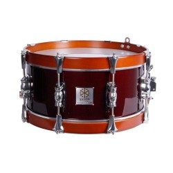 TAMBOR SAYÓN PASIÓN DEL SUR CROME 35,6 Ø X 16 CM ROJO VINO AROS MIEL LISO