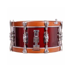 TAMBOR SAYÓN PASIÓN DEL SUR CROME 35,6 Ø X 16 CM ROJO VINO AROS MIEL LISO