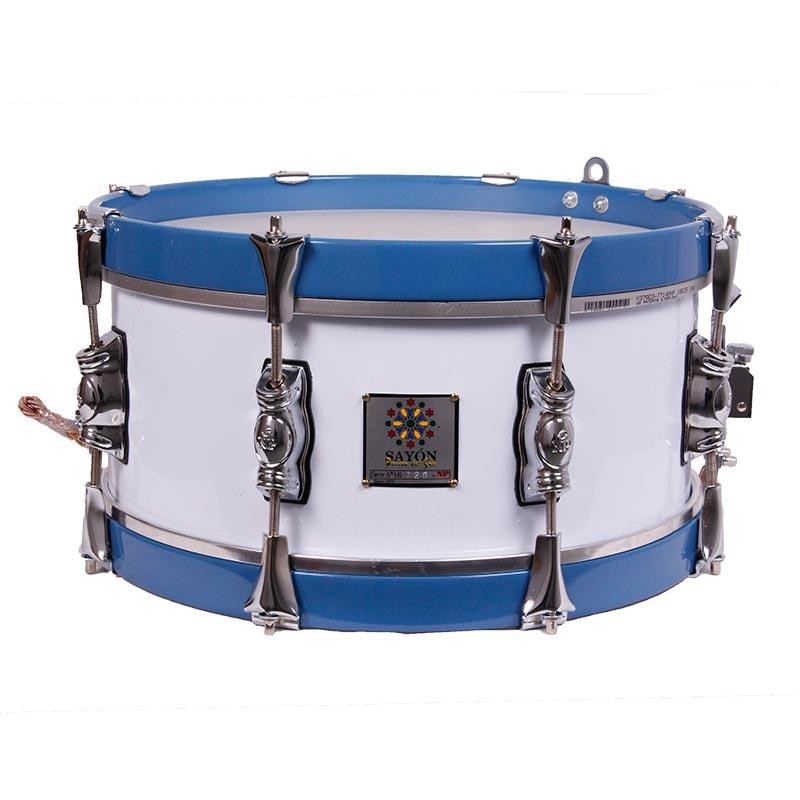 TAMBOR SAYÓN PASIÓN DEL SUR CROME 35,6 Ø X 16 CM BLANCO AROS AZUL CIELO LISO