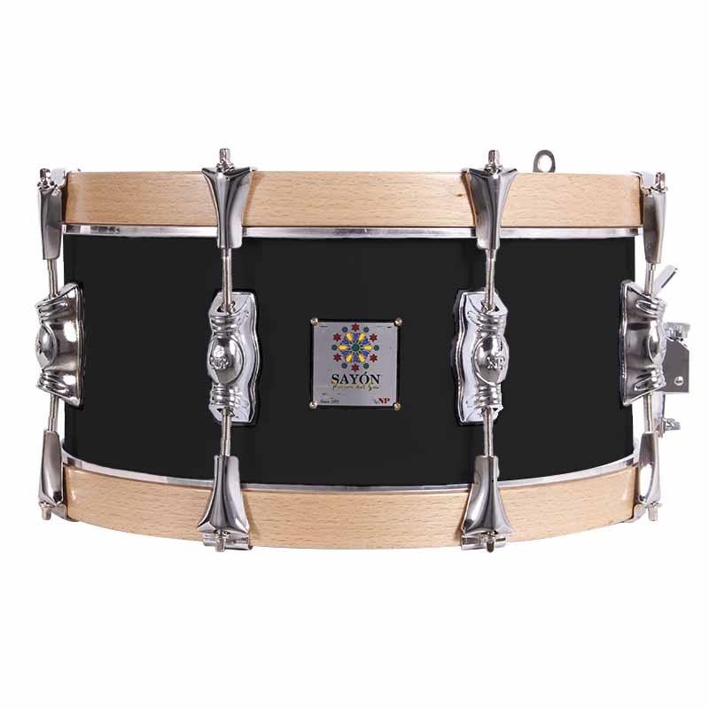 TAMBOR SAYÓN PASIÓN DEL SUR CROME 35,6 Ø X 16 CM NEGRO AROS NATURAL LISO