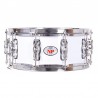 CAIXA DE MADEIRA FORRADA GRANDE 35,6 Ø X 16 CM AROS DE METAL BRANCO