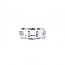 CAIXA DE MADEIRA FORRADA GRANDE 35,6 Ø X 16 CM AROS DE METAL BRANCO